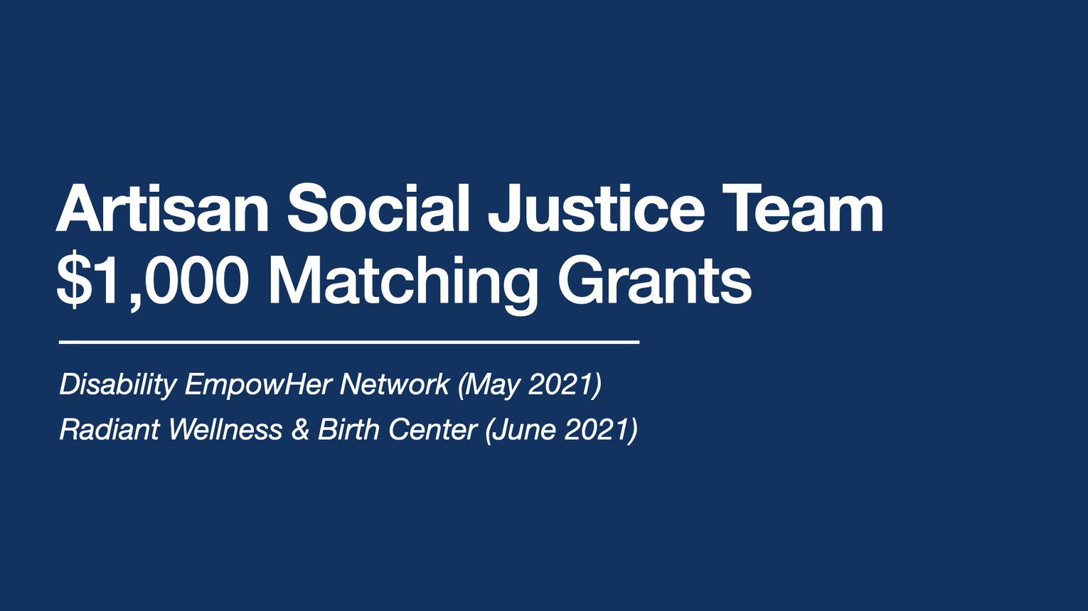 Social Justice Matching Grant Artisan Church Rochester, NY